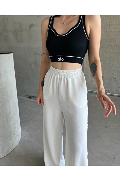 Narstorm White High Waist Fabric Trousers