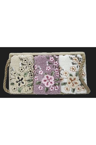 Çapa Home Çapa Home Σετ Πετσέτες Κεντητές 3 τεμαχίων - Floral Pattern, Βαμβακερό, 30x50