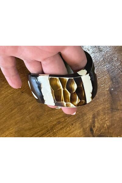 Gönülden Tasarım Carved Bone Women's Indian Bracelet - Diameter 7 cm