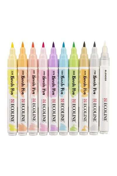 Talens Ecoline Brush Pen Brush Tip Pen 10 Color Set Pastel