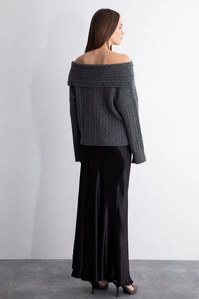 motina Gray Off-the-shoulder Women's Sweater