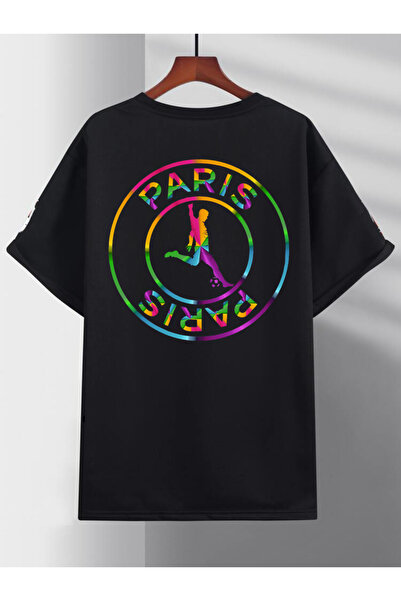 DEEPSENCE Чорна унісекс-футболка оверсайз - кольорова PRS з принтом на спині