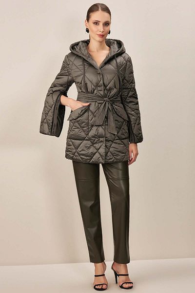 Guitar Khaki Hooded Woven Coat