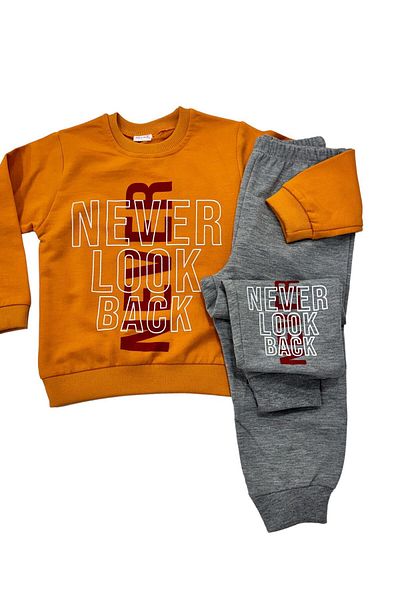 Esterella Text Printed Preschool Tracksuit and Sweatshirt Set for Kids - Seasonal Bottom-top Set