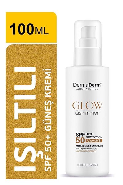 DermaDerm Glow Glitter Sunscreen - SPF 50 for Face and Body UVA/UVB