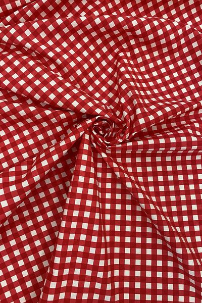 DecoKır Premier Home Red Checkered Care Free Stain Resistant Water Repellent Duck Linen Fabric