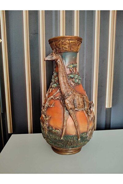 Dodemert Home مجموعة مزهرية وحلية من البوليستر للزرافة مقاس 44 × 19 سم