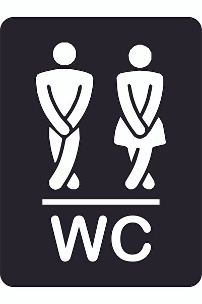 Ste Desing Esprili WC Kapı Tabelası Siyah Renk 20X15 CM