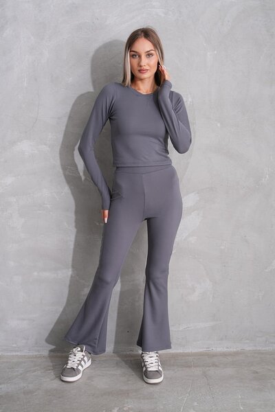 WestBound Жіночий боді з підкладкою - іспанські штани, лосини, комплект з двох штанів-палаццо СІРИЙ