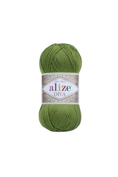 Alize 5 Pieces Diva Mercerized Thin Thread Summer Bikini Bustier Blouse Knitting Thread 210 Green-Apple Green