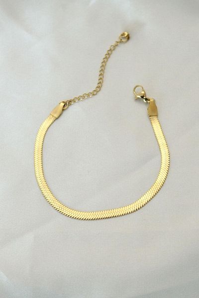 senfonijewelry Italian Scrunch Model Chain Bracelet Gold Color Non-Tarnish Steel Antiallergic Width 4mm Length 17cm