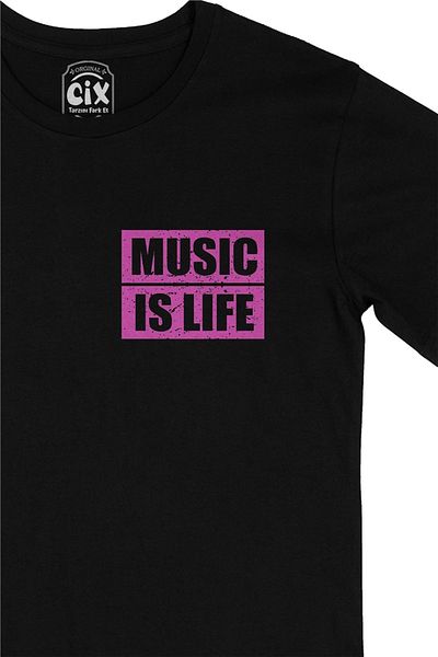 Cix Μαύρο μπλουζάκι με λογότυπο τσέπης Music Is Life