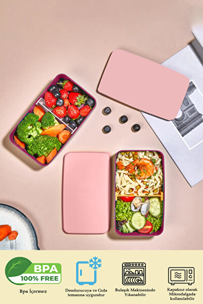 Alacarte 2-tier Portable Rectangular Feeding Set - Food and Storage Container - Claret Red