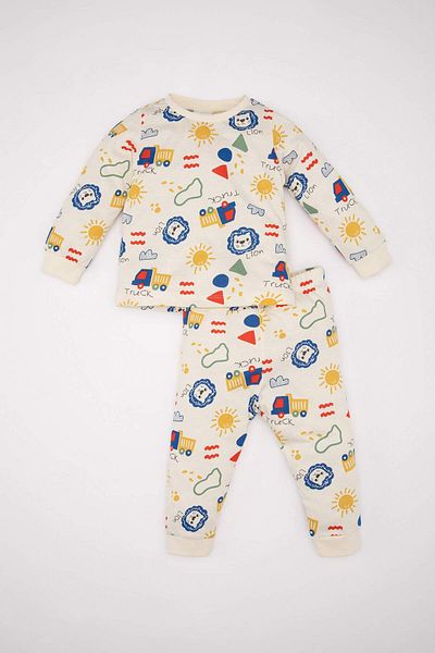 DeFacto Dfc - Baby Boy Long Sleeve Printed Combed Cotton Pajama Set