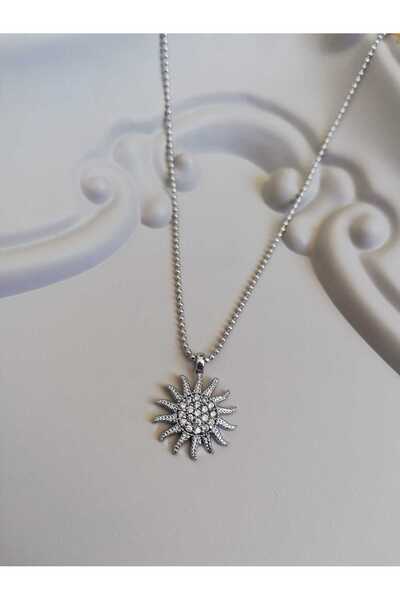 Judas Takı قلادة الشمس بحجر الزركون الفضي للسيدات