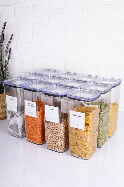 Home 1700mlMica Storage Container - 12-piece Vacuum Lid Pulses Set, Food Jar