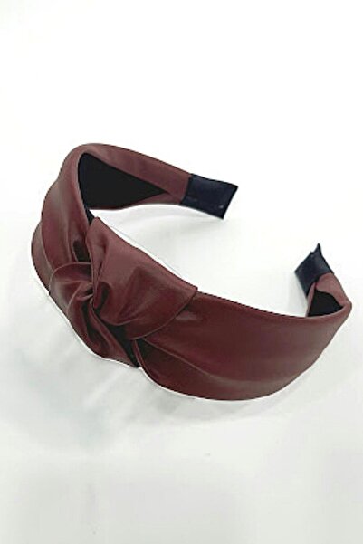 PETEK AKSESUAR Bordo Deri Düğüm Taç Saç Bandı