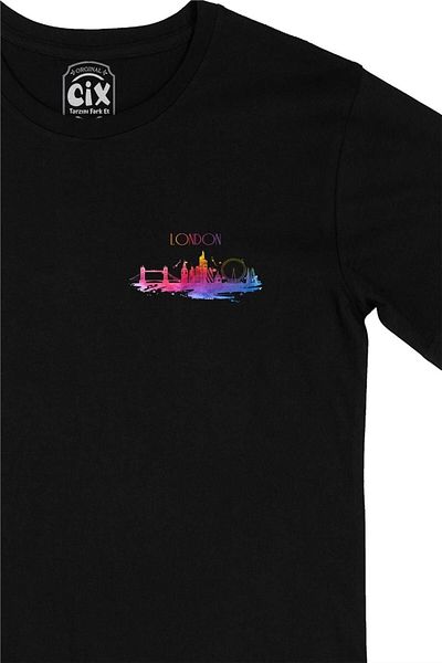 Cix Μαύρο μπλουζάκι London Colorful Pocket Printed