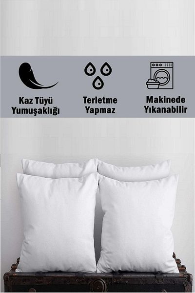 Junenext Κάλυμμα μαξιλαριού 4 τεμαχίων Εσωτερικό μαξιλάρι 45x45 350 gr 100% 1ο Ποιοτικό μαξιλάρι εσωτερικού χώρου από σιλικόνη Snow White