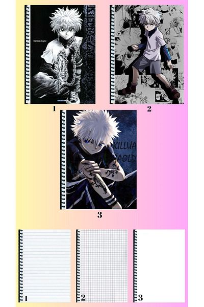 animeandyourworld killua zoldyck 3 notebooks A4 large size lined_checkered_unlined
