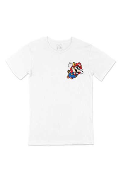 Cix Super Mario Pocket Logo Design Bela Majica