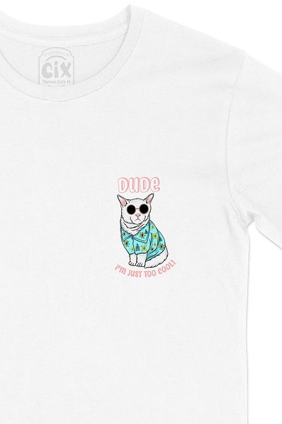Cix I Am Just Too Cool Dog Pocket Logo Σχεδιασμένο λευκό μπλουζάκι