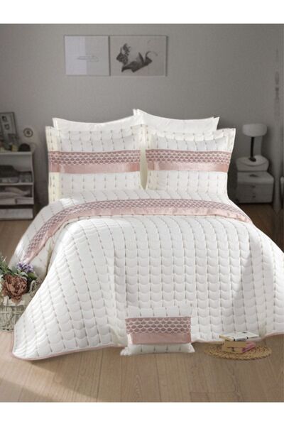 Brillant Store Çeyizlik Mikro Kumaş Dantelli Kapitone Dikişli Çift Kişilik Ya...