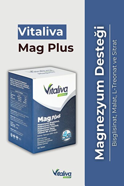 Vitaliva Vitamins Magplus Magnezyum 4’lü Kompleks 90 Tablet