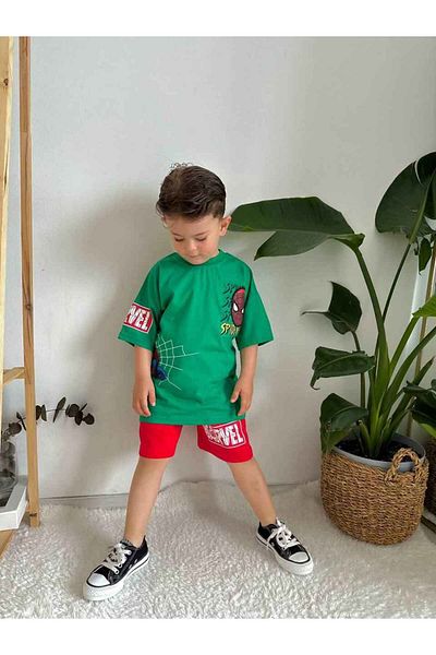BİR DOZ ÇOCUK GÜLÜŞÜ Spiderman Printed Boys Marvel Bottom Top Suit