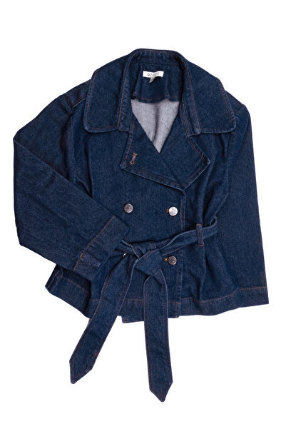 Ozmoz جاكيت بناتي 100% قطن أزرق من الدنيم - ربيعي