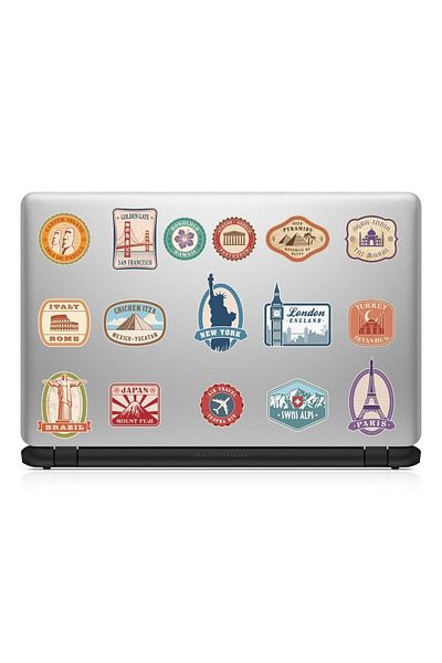 ENGINPRINT World Cities Themed Laptop Notebook Helmet Luggage Can Bag Sticker Label Set