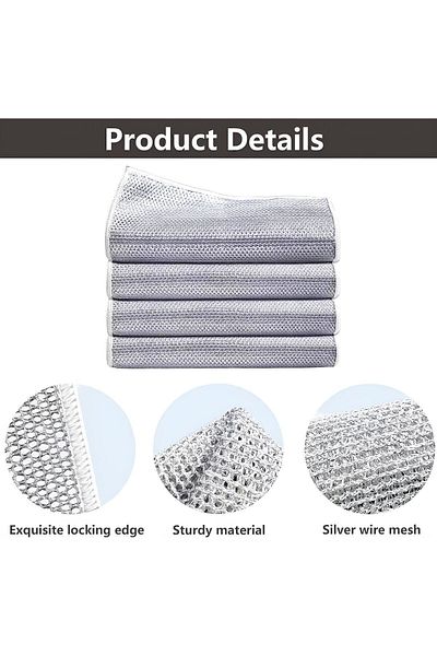 MRT STORE 6 Pieces Wire Dish Cloth Anti-Scratch Dish Wire Steel Cloth 20x20 Double Layer
