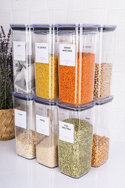 Home 1700mlMica Storage Container - 12-piece Vacuum Lid Pulses Set, Food Jar