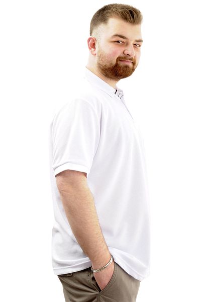 ModeXL Ανδρικό μπλουζάκι Polo Neck Large Size - U24336 Λευκό