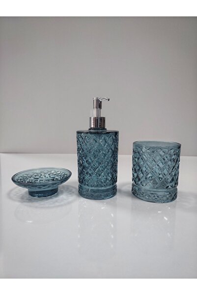 MDKLİFE Md 3 Lü Kristal Cam Sabunluk Füme