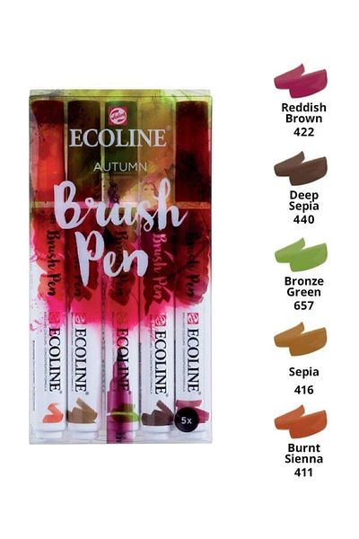 Talens Ecoline Brush Pen Brush Tip Pen 5 Color Set AUTUMN