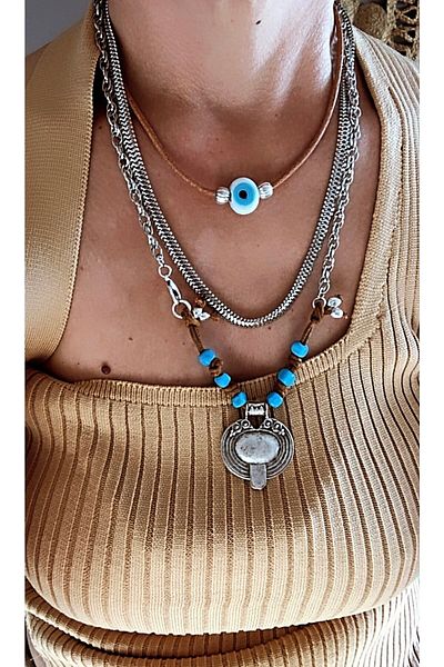 by özllem Ethnic Design Blue Necklace Set