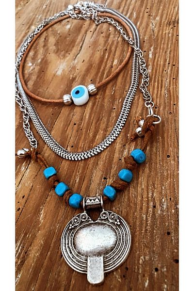 by özllem Ethnic Design Blue Necklace Set