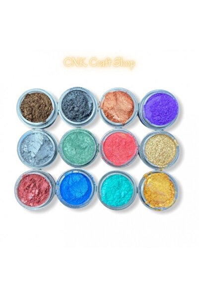 cnk craft shop 12li Epoksi Reçine Mini Toz Pigment Boya Seti , Mum Boyası , Beton Boyası , Kokulutaş Boya - A3