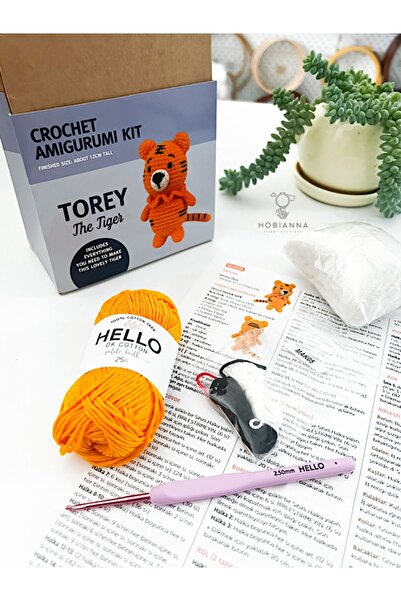 Hobianna Hello Tığ Işi Mini Amigurumi Kiti - Kaplan Torey