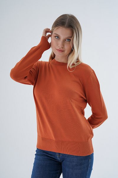 Trist Star Bluză din tricot organic de culoare cărămidă deschisă - Trıst-6101
