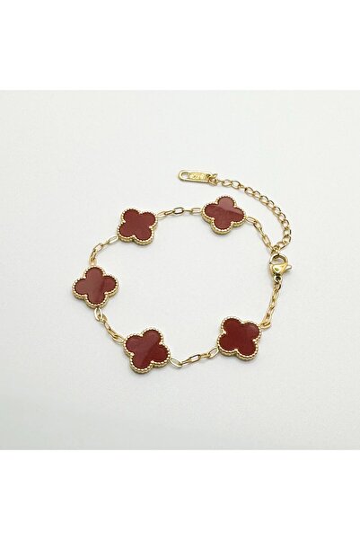 ANGELSS JEWELLERY . Bordo Çelik Bileklik (Yonca Bordo Çelik Bileklik)