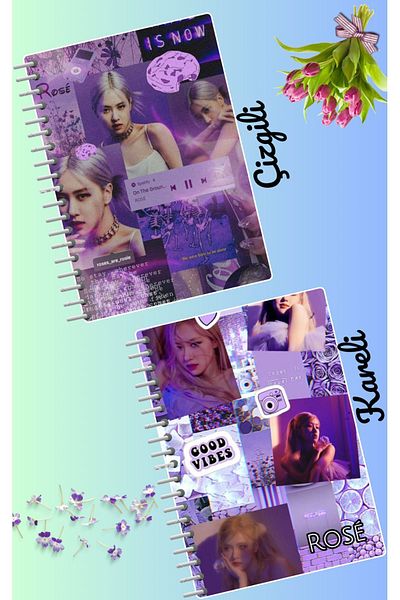 animeandyourworld Rose blackpink notebook set 2 pcs A4 size 21*30 lined + checked 60 syf