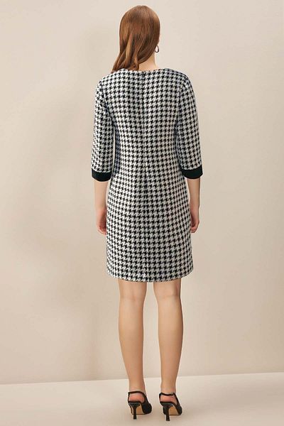 Guitar Colorful Tweed Boat Neck Dress