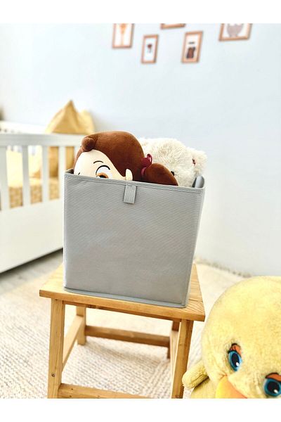 harev home collection 3 Pieces Gray Coverless Closet Laundry and Toy Organizer - Folding Storage Box 30X30X30