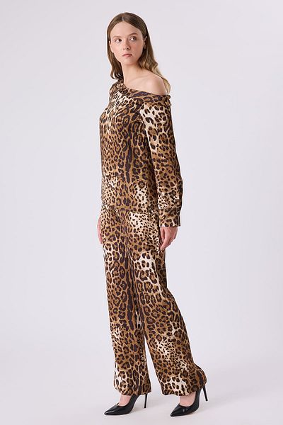 FEVER Blouse Leopard with Boat Neckline