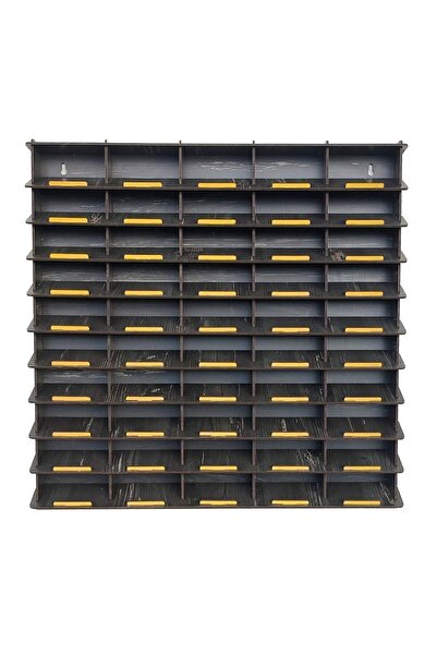 Woodbu Eğimli 50 Araçlık Eskitme Siyah Hobi Araba Rafı