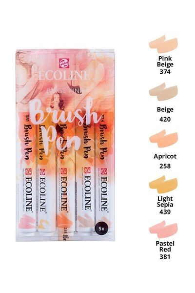 Talens Ecoline Brush Pen Brush Tip Pen 5 Colors Set BEIGE PINK