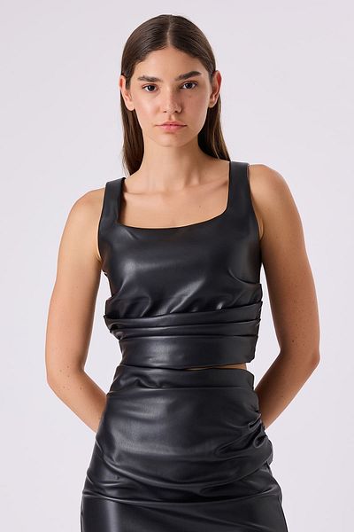 FEVER Crop Blouse of Skin with Smocking