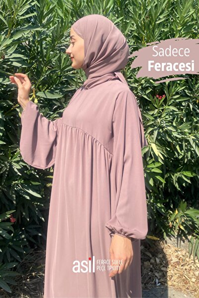 ASİLNUR Σετ Πέπλο Σουφλέ Mink Asil Ferace - Σετ Τριών Τεμαχίων